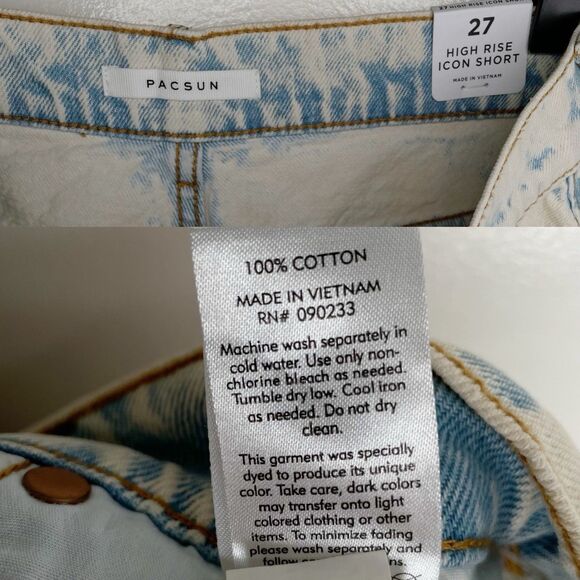 PacSun Jean Shorts Women's 27 Icon Acid Distressed Cut Off High Rise Button Fly - Picture 7 of 7